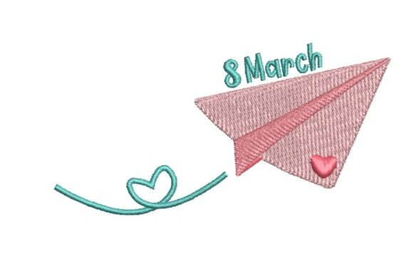 8 March Paper Airplane with Heart Trail