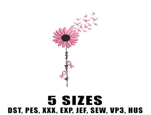 Awareness Sunflower Embroidery Design