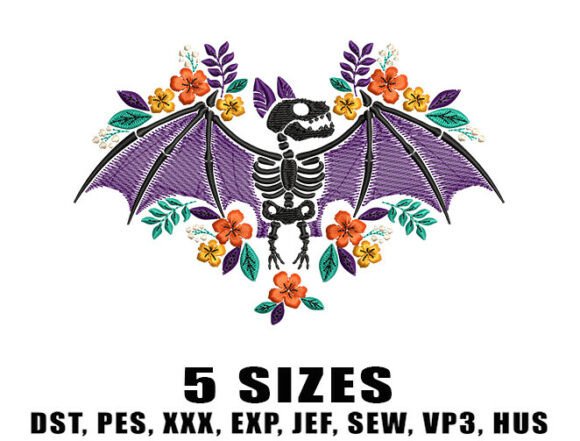 Bat Skeleton Embroidery Designs
