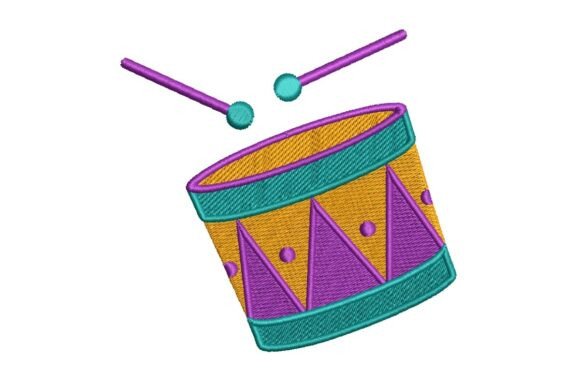 Colorful Tom-Tom Drum with Sticks Embroidery Design