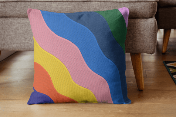 Colorful Wavy Embroidery Design