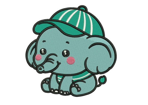 Cute Baby Elephant Embroidery Design