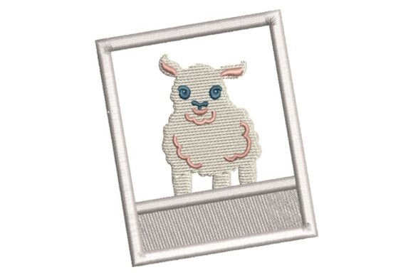Cute Baby Lamb in Photo Frame Embroidery Design