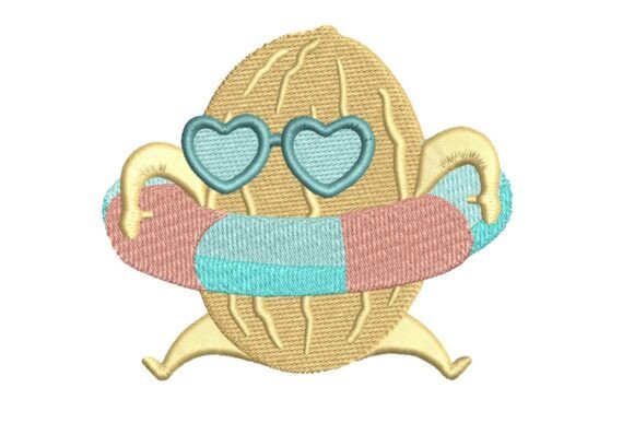 Cute Melon in Life Buoy Embroidery Design