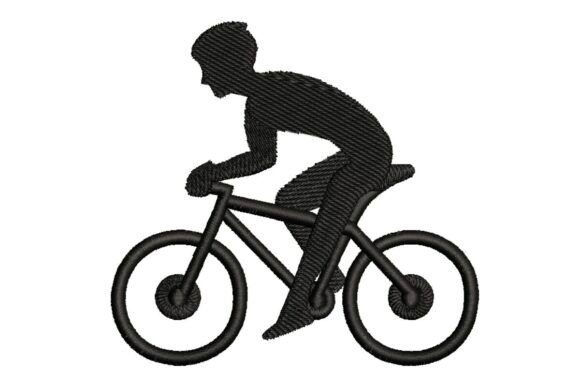 Cyclist Silhouette Embroidery Design
