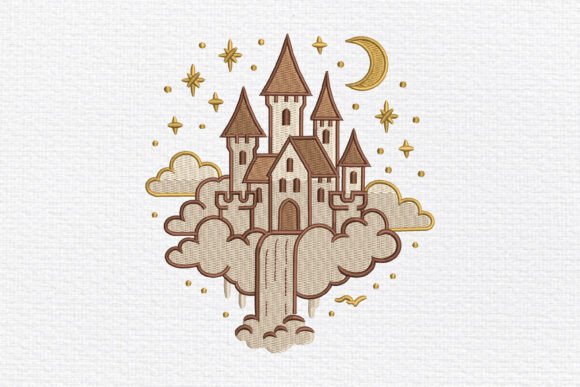 Dreamy Cloud Castle Embroidery Design