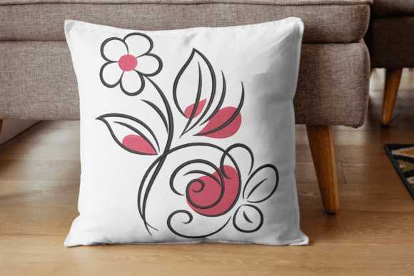 Elegant Floral Swirl Embroidery Design