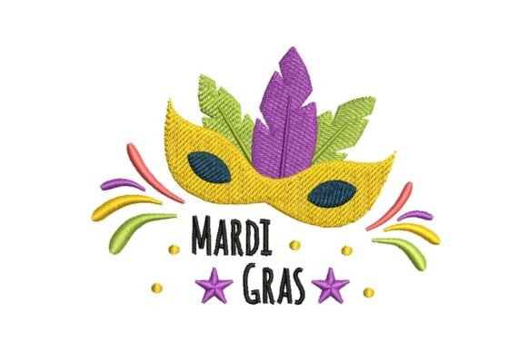 Festive Mardi Gras Mask Embroidery Design