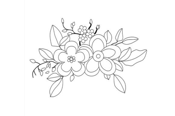 Floral Embroidery and Coloring Template