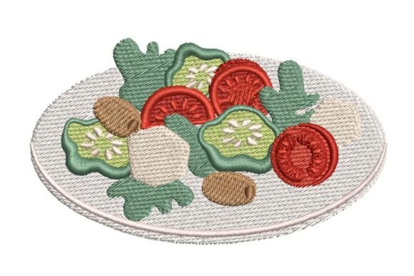 Fresh Greek Salad Embroidery Design
