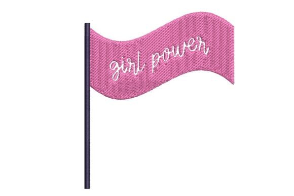 Girl Power Pink Flag Embroidery Design