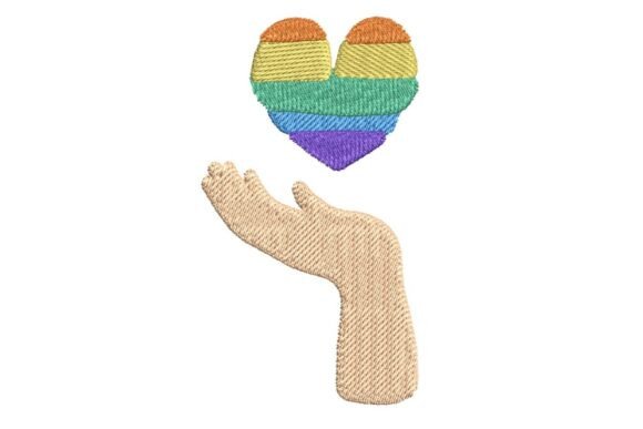 Hand Offering Pride Rainbow Heart Embroidery Design