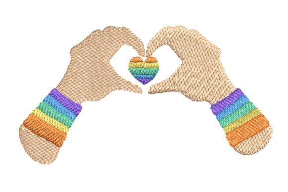 Hands Making Pride Heart Gesture Embroidery Design