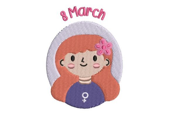 International Women’s Day Girl Embroidery Design