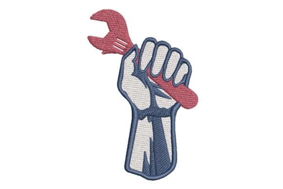 Labor Day Fist with Wrench Embroidery Design
