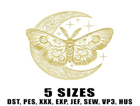 Moon Moth Design Embroidery Design
