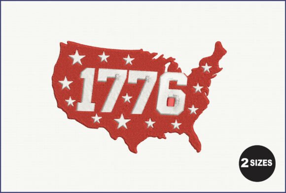 Patriotic USA 1776 Map Embroidery