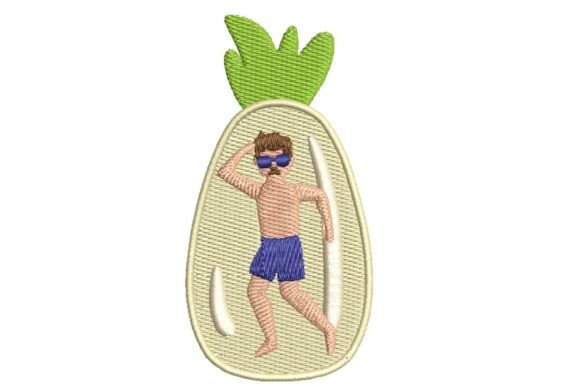 Quirky Sunbather in Pineapple Floatie Embroidery Design