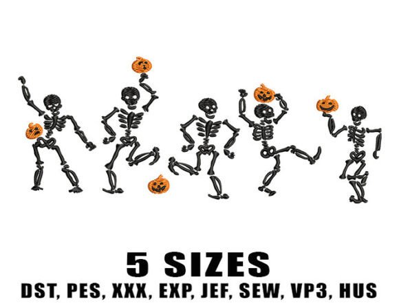 Skeleton Funny Dance Embroidery Design