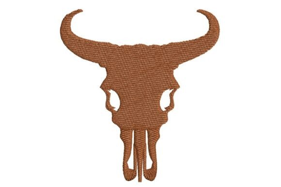 Western Bison Skull Embroidery Design